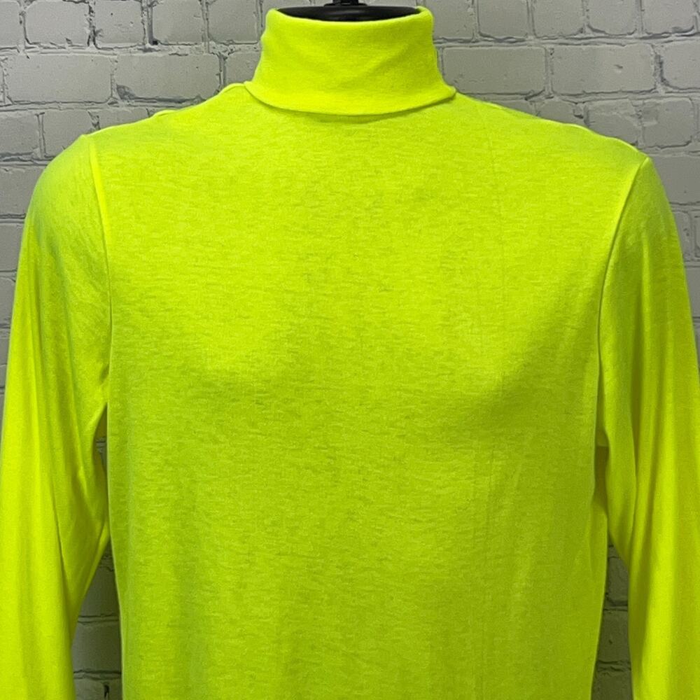 Vintage 90s Medalist Turtleneck T Shirt S Small Fluorescent Neon Yellow LS Ski